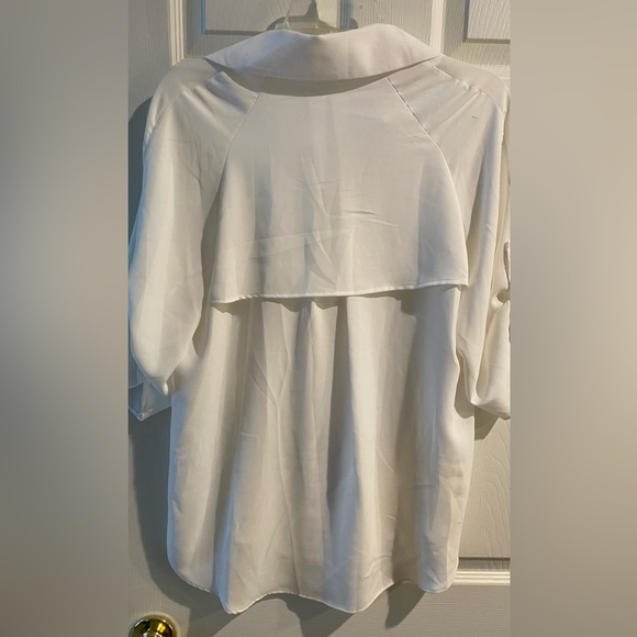 Brand New PEARL byLela Rose double breast Trench style blouse white & navy blue - Picture 7 of 8